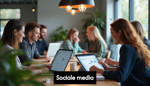 Dutch team analyzing social media in office